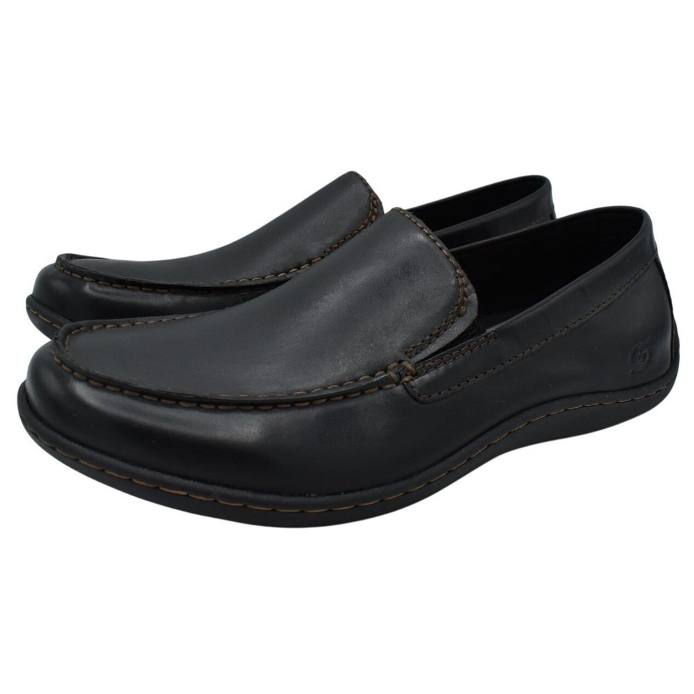 Born Mens Size 9 Caleb Black Full Grain Leather Slip On Loafers Shoes
